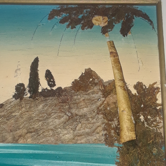Vintage AMAZING painting made with tree bark, etc - Picture 4 of 8